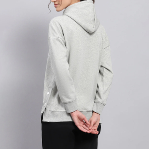 Sudadera con Capucha Gris para Mujer, de Algodón, con Estampado de Letras, Informal, Holgada, con Botones Laterales, Estilo Urbano, para Otoño - Product Image 5