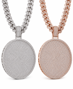 Pendentif Cercle Moissanite Ange Personnalisé Prêt à Porter en Argent Sterling 925 avec Dos Solide de 2,5 Pouces et Sertissage Glacé Bling - Product Image 2