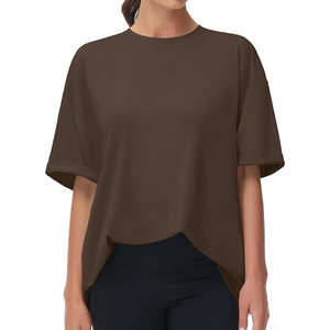 T-shirt unisexe à manches courtes, col rond, couleur unie, style décontracté, en coton 100% écologique, noir délavé, coupe ample - Product Image 4