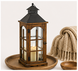 Factory Price Vintage Wooden and Metal Decorative Lantern Rustic Farmhouse <b>Candle</b> Holder for Indoor Outdoor In <b>Cheap</b> Price - Product Image 2