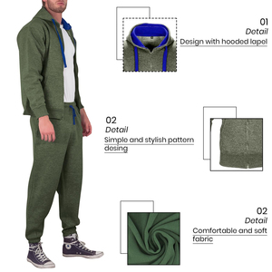 Men's Winter Hoodies Sweat Suit 100% Cotton Fleece Heavyweight Tracksuits Pakistan Custom Printing Jogging Hoodie Set Custom - Product Image 4
