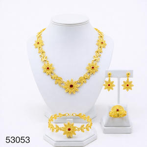 Ensemble collier et boucles d'oreilles pendantes élégants en zircon plaqué or, motif feuille tendance pour femme, avec chaîne corde de 16 pouces 53055 - Product Image 3