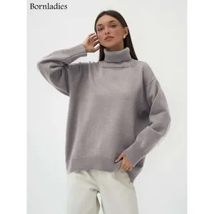 Bornladies Chic Suéter de cuello alto para mujer Grueso Cálido Jersey de gran tamaño Otoño Invierno Casual Jersey de punto suelto Top - Product Image 1