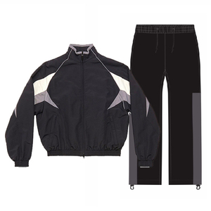 Mens Color Block Windbreaker <b>Tracksuit</b> Set Lightweight Waterproof Sportswear Full Zip Track Jacket and Loose Fit Pants - Product Image 2