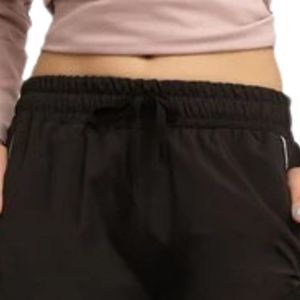 Women's Black Wide Leg Drawstring Pants <b>With</b> Side Stripe <b>Elastic</b> <b>Waistband</b> Casual Loose Fit Full Length <b>Trousers</b> - Product Image 2