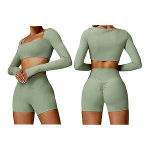 Conjunto Deportivo de Dos Piezas para Mujer de Verano de Alta Calidad, Leggings con Efecto Scrunch y Bra, para Yoga, Ejercicio, Gimnasio, Fitness, Transpirable y Ecológico - Product Image 2