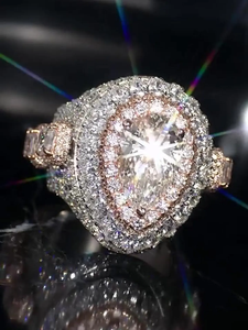 Pear Shape Moissanite Diamond Halo <b>Ring</b> 925 Silver Luxury Engagement Statement Jewelry <b>Girls</b> and Women's wear - Product Image 3