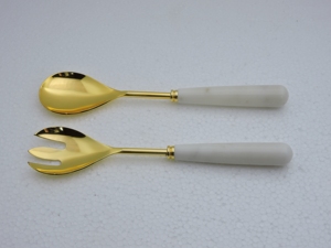 Ensemble d'ustensiles de service durables en acier inoxydable résistant à la rouille avec manche en résine, cuillère et fourchette, pour fournisseur d'équipement hôtelier - Product Image 3
