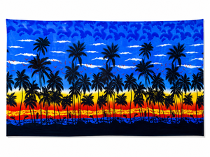 Palm Tree Sunset Beach Knitted Front Logo 1 Piece Women Floral Print <b>Sarong</b> Cover-Up Quick Dry Swim <b>Wrap</b> Scarf Bikini Skirt - Product Image 1