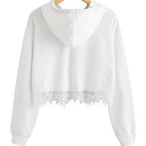 Hoodies courts personnalisés pour femmes avec col roulé, en mélange de coton, séchage rapide, respirants, écologiques, service OEM - Product Image 2