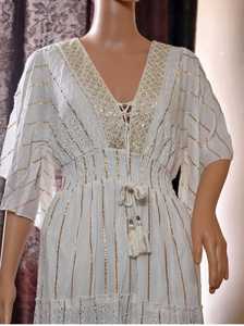 Vestido largo maxi de algodón blanco estilo bohemio, vestido de novia para playa, ropa de verano para mujer y niña, unisex. - Product Image 2