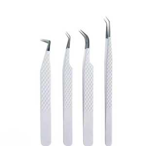 Pince à épiler à pointe en fibre à 90 degrés pour extensions de cils, couleur rose, pour extensions de cils volume, marque privée - Product Image 1