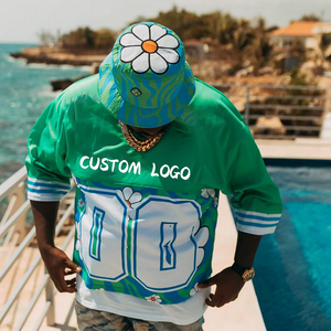 T-shirt Homme Oversize à Manches Courtes Style Urbain en Maille Florale Verte Sportive avec Impression Numérique de Logo Personnalisé, Col Rond Respirant - Product Image 4