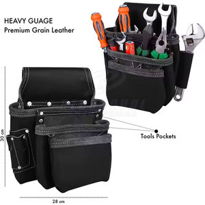 Ceinture à outils professionnelle pour charpentier, en toile marron, pochette imperméable, sangle réglable, plusieurs poches pour électriciens et charpentiers - Product Image 3