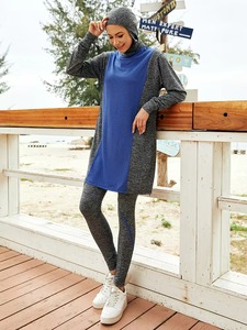 <b>Modest</b> Plus Size Sport Wear Zipper for Women Pocket Design Muslim Gym Activewear <b>Set</b> Fast-dry UPF30 Protection - Product Image 3