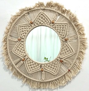 Vòng Boho Nghệ Thuật Trang Trí Nội Thất Treo Tường Gương Với Macrame Fringe Tay Đan Macrame Gương Thiết Kế Hình Học Gương - Product Image 6