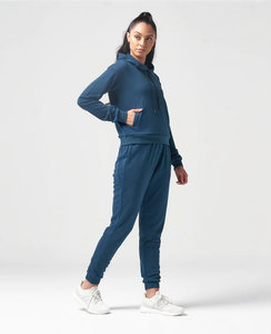 Conjunto de Sudadera con Capucha y Pantalones Deportivos para Mujer con Logotipo Personalizado, Conjunto Deportivo de Algodón 100%, Conjuntos Deportivos Casuales de Punto Sólido para Mujer - Product Image 1