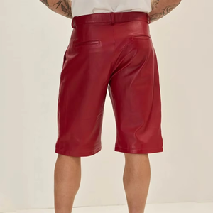Shorts en cuir pour homme de haute qualité, respirants, 100% cuir, coupe ample, logo personnalisé imprimé, pour l'été. - Product Image 2