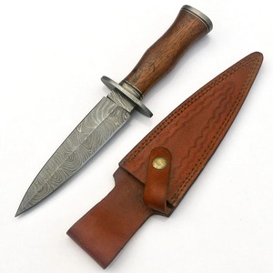 OEM Damascus Steel Fixed Blade Hunting <b>Knife</b> Wood Handle Spear Point Leather Sheath DIY <b>Crafted</b> Multi-functional Outdoor Camping - Product Image 4