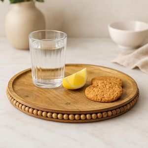 Plateau rond en bois manga, finition blanche, avec émail, offre spéciale - Product Image 5