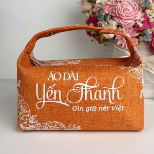 Custom Logo Red Jute Tote Bag Hand Length Handle <b>Small</b> Size Zipper Closure Hanoi Made Jewelry Packaging Advertising <b>Gift</b> Bag - Product Image 6