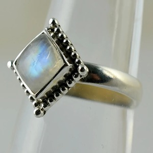 Rainbow Moonstone <b>Ring</b> 925 Sterling <b>Silver</b> Handmade <b>Statement</b> Promise <b>Ring</b> for Women Boho Cushion Shape June Birthstone Jewelry - Product Image 4