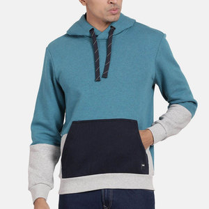 Sudadera con Capucha para Hombre, Color Verde Azulado, Diseño con Bloques de Color, Corte Regular, Informal, con Bolsillo, Tejida en Poliéster y Algodón, para Otoño - Product Image 1