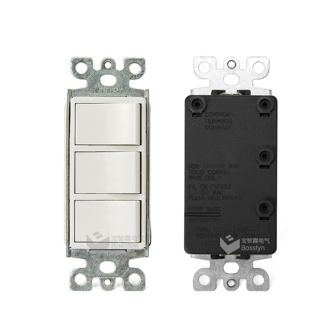Listed PC Material SDK Switch Three Gang Single Pole Switch 15A 120V