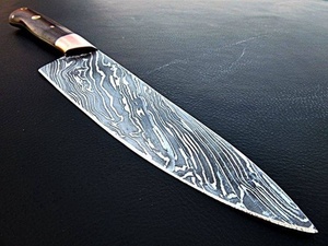 Couteau de chef artisanal en acier Damas avec manche en bois de rose, couteau de cuisine professionnel, usine OEM ODM - Product Image 5