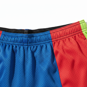 Shorts de sport en maille vibrante à empiècements - Vêtements de sport respirants haute performance - Product Image 3