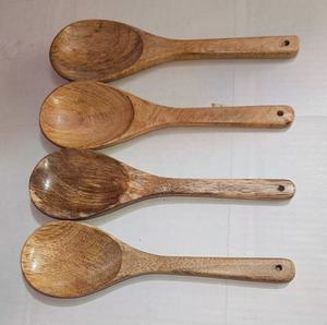 Cuillère en bois sculptée de qualité supérieure, style nautique Noorbaba, motif floral, matériau organique, 8 pouces (20 cm), utilisation en restaurant - Product Image 1