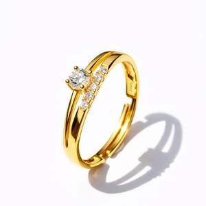 Hallmark Silver Stone Studded Double Band Gold Plated Fashion Ring - Product Image 4
