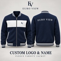 Veste universitaire en laine Euro View avec logo personnalisé, unisexe, à carreaux, hiver, color block, brodée, style bomber, Letterman