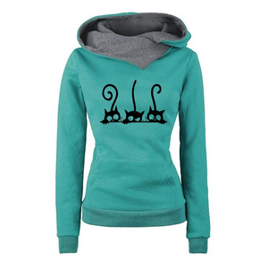 Sweat-shirt chaud pour femmes automne-hiver, sweat-shirt à capuche chat mignon de qualité supérieure, jogging de sport décontracté quotidien pour dames, nouveauté - Product Image 3