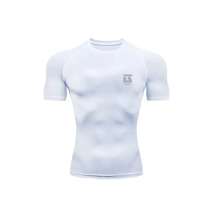 Short Sleeve Rash Guard Stretch Fabric Swim Shirt Beach Wear Short Sleeve Rash Guard Men Comfortable <b>Surf</b> Swim Shirt - Product Image 4