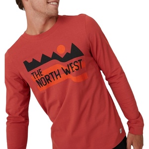 Vicinity Men's Oversized Black Long Sleeve T-Shirt With Mountain Print <b>Raglan</b> Sleeve Casual O-Neck Jersey Cotton <b>Top</b> - Product Image 2