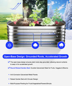 Lits surélevés pour plantation de jardin Lit de jardin surélevé ondulé galvanisé extérieur avec couvercle et étagère de rangement - Product Image 3