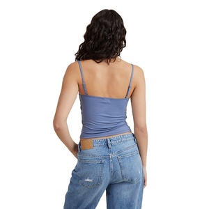 Débardeurs pour femmes OEM en gros, style mode, coupe courte et ajustée, en coton extensible, design uni, très demandés pour l'été - Product Image 6