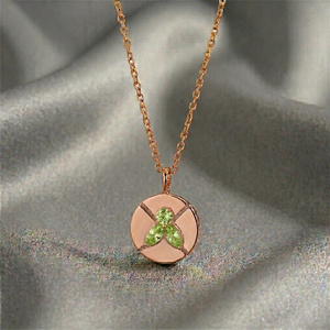 Green Quartz Peridot Pendant Necklace Gold Plated Round Faceted Gemstone Charm Wholesale Handmade Jewelry Supplier - Product Image 1