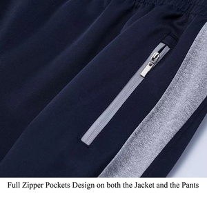 Survêtement à capuche bleu clair pour homme, fermeture éclair intégrale, poches latérales, respirant, coupe décontractée, vêtement d'automne, couleur unie, coton - Product Image 4