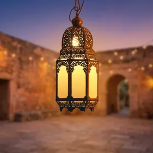 Lanterne suspendue en métal, forme géométrique, décoration intérieure et extérieure, 100% faite à la main, luminaire pour salon - Product Image 5