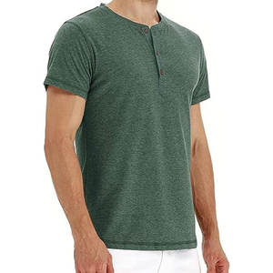 T-shirt Henley basique à manches courtes pour homme, coupe ajustée, 2026, décontracté, de haute qualité, imprimé, coupe ajustée, léger - Product Image 3