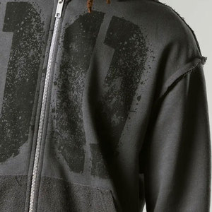 Sweat à capuche zippé pour homme, coupe oversize, sans cordons, en polaire épaisse 320 g/m², couleur unie, épaules tombantes, idéal pour l'hiver, qualité supérieure, personnalisable - Product Image 6