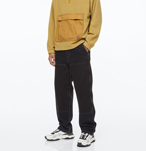 Jean en denim coupe droite taille mi-haute pour homme, couleur unie, écologique, respirant, en Spandex/Polyester, décontracté, pour l'hiver - Product Image 1