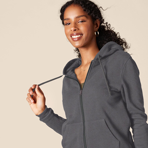 Wholesale Custom Made Streetwear Zipper Hoodies for Women <b>Light</b> Colors OEM Manufactures Zip <b>Up</b> Hoodie Female - Product Image 4