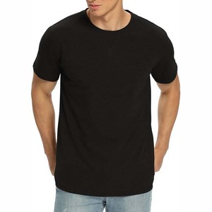 เสื้อยืดคอกลมแขนสั้นสีดำสำหรับผู้ชาย ทรงปกติ ผ้าเจอร์ซีย์คอตตอน สีพื้น ดีไซน์เรียบง่าย สามารถปรับแต่งได้เต็มที่ เสื้อผู้ชาย - Product Image 1