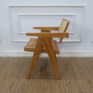 Teak Garden Chair Midcentury Modern <b>Outdoor</b> Wood Frame Tapered Leg Durable Armrests - Product Image 2