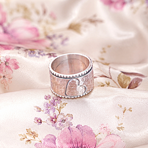 925 Sterling <b>Silver</b> Heart <b>Spinner</b> <b>Ring</b> Wide Band Meditation <b>Ring</b> Rose Gold Plated Yellow Gold Plated Fidget <b>Ring</b> Handmade Women - Product Image 2