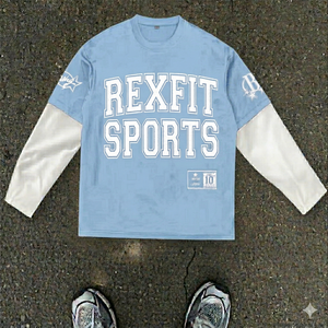 T-shirt à col rond surdimensionné avec logo personnalisé Rexfit Sports, imprimé vintage, délavé, à manches courtes, streetwear pour homme - Product Image 4