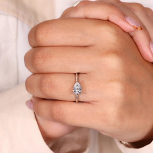 Hot Selling 1.00Carat Pear Cut Lab-Grown Diamond <b>Ring</b> <b>14k</b> White <b>Gold</b> Rhodium Plating Classic for Engagement Wedding - Product Image 4